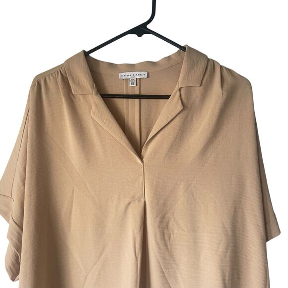 Maison‎ d'Amelie Paris Women's Size XL Beige Minimalist Tunic Blouse - Picture 2 of 10